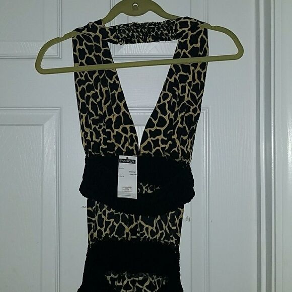 Fashque animal print halter open back dressSz One Size Fits All - Picture 5 of 8